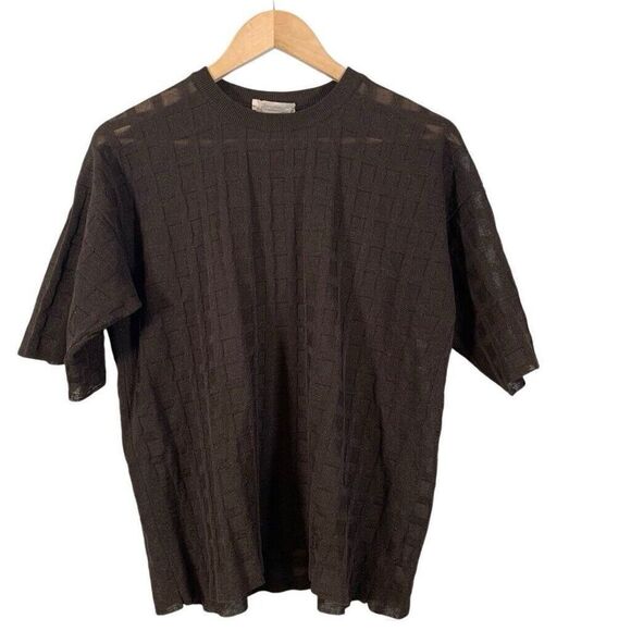 Zanone Women's Knit Top Size IT 44/ US Medium Sheer Golden Thread Short Sleeve - Picture 1 of 7